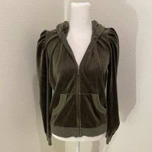 Vintage Y2K Juicy Couture Zip Jacket Forest Green Soft Velour Size L